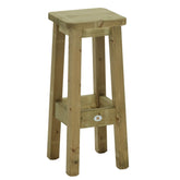 deze kruk hoge bar barkruk stevig hout gaat lang mee FSC gekeurd recyclebaar er mooi in elke tuin