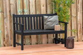 Joli banc de jardin, peint en noir