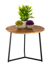 Isabella - table basse - noire - bois de manguier massif et métal - ø 56cm