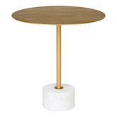 Blanc - Table d'appoint - laiton et marbre - Ø51x52 cm