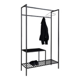Davis - garderobe - zwart - staal en spaanplaat - 80x40x180 cm