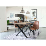 Wilson - Chaise de salle à manger - marron clair vintage - cuir PU et acier - 48x39 cm