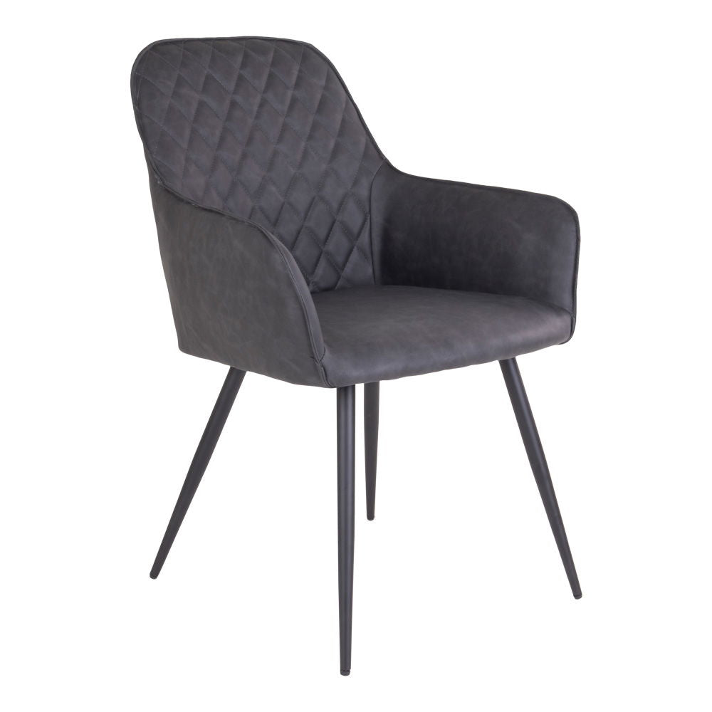 Jackson - Chaise de salle à manger - Gris foncé - Cuir PU et acier - Lot de 2