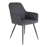 Jackson - Chaise de salle à manger - Gris foncé - Cuir PU et acier - Lot de 2