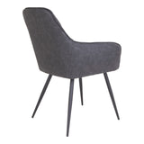 Jackson - Chaise de salle à manger - Gris foncé - Cuir PU et acier - Lot de 2
