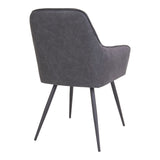 Jackson - Chaise de salle à manger - Gris foncé - Cuir PU et acier - Lot de 2