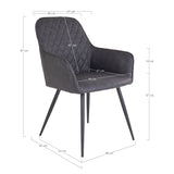 Jackson - Chaise de salle à manger - Gris foncé - Cuir PU et acier - Lot de 2