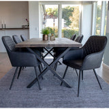 Jackson - Chaise de salle à manger - Gris foncé - Cuir PU et acier - Lot de 2