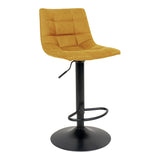 De Boer - Tabouret de bar - jaune moutarde - velours polyester et acier - 63-83 cm