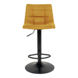 De Boer - Tabouret de bar - jaune moutarde - velours polyester et acier - 63-83 cm