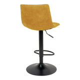 De Boer - Tabouret de bar - jaune moutarde - velours polyester et acier - 63-83 cm