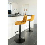 De Boer - Tabouret de bar - jaune moutarde - velours polyester et acier - 63-83 cm