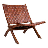Forest - chaise pliante - marron - teck et cuir - 40x40x50 cm