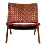 Forest - chaise pliante - marron - teck et cuir - 40x40x50 cm