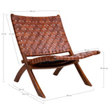 Forest - chaise pliante - marron - teck et cuir - 40x40x50 cm