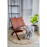 Forest - chaise pliante - marron - teck et cuir - 40x40x50 cm