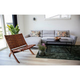 Forest - chaise pliante - marron - teck et cuir - 40x40x50 cm