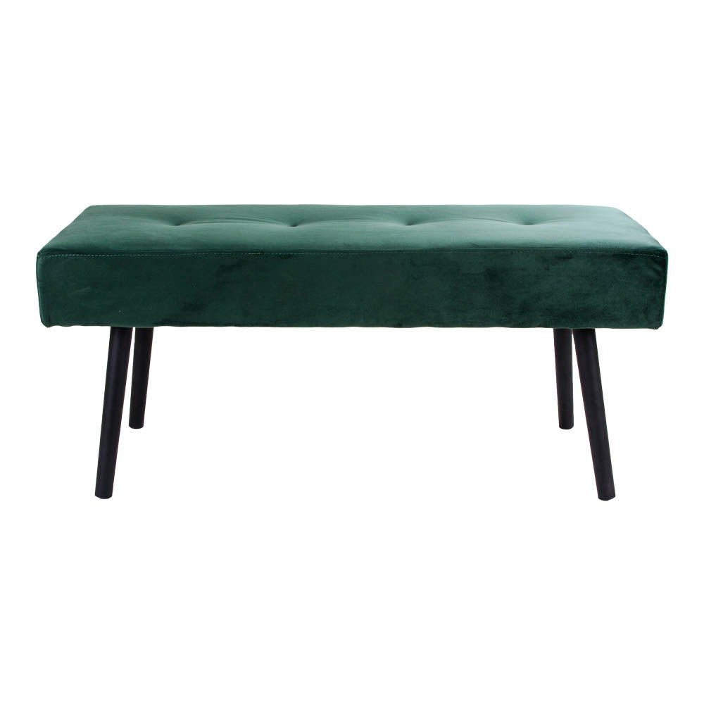 Anna - banc - vert foncé - velours et acier - 100x35x44 cm