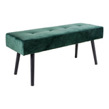 Anna - banc - vert foncé - velours et acier - 100x35x44 cm
