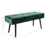 Anna - banc - vert foncé - velours et acier - 100x35x44 cm