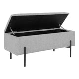 Robert - banc - gris clair - polyester et multiplex - 100x40x45 cm
