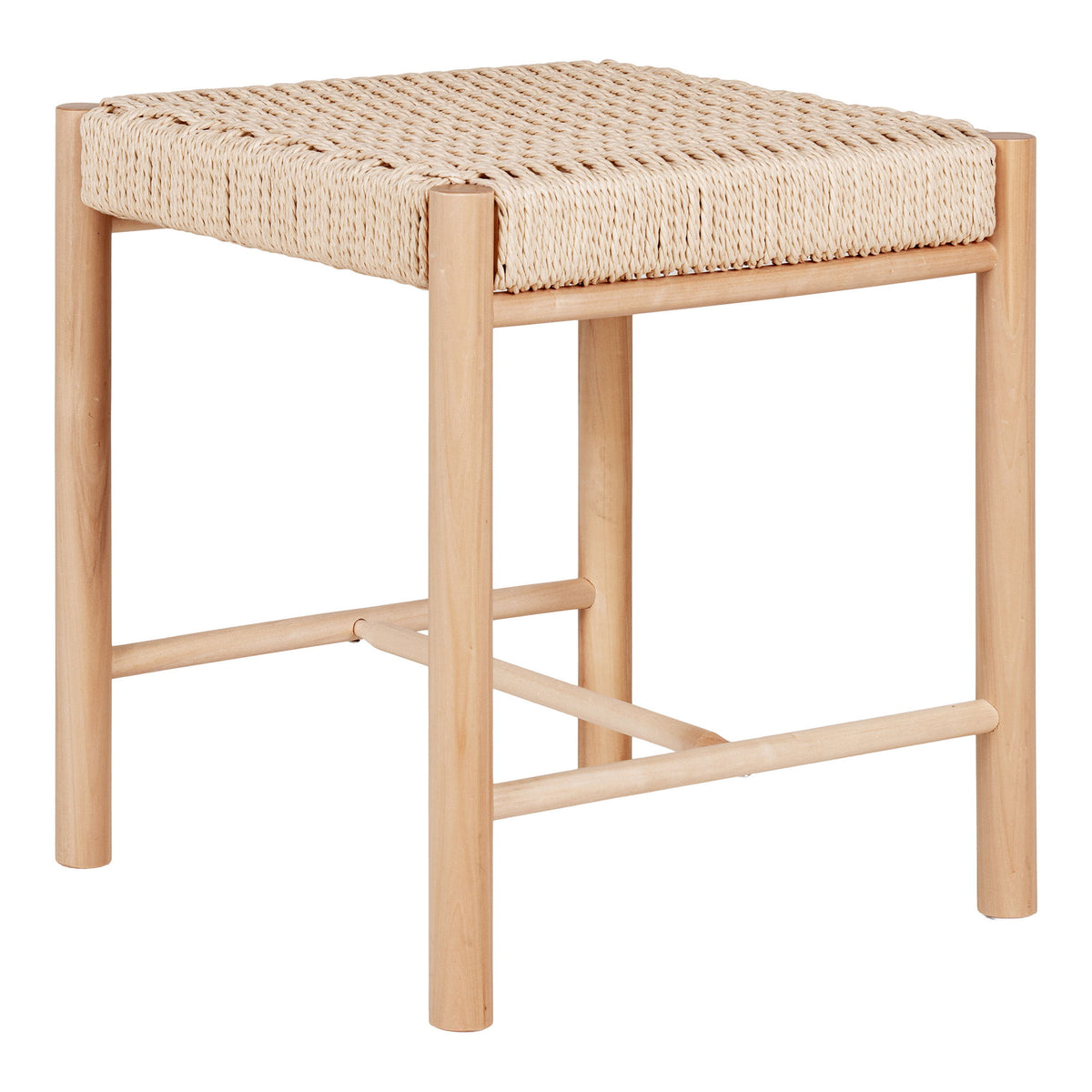 Anderson - Tabouret Abano - Naturel - Bois de peuplier et roseau - 40x40x45 cm