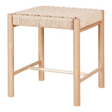 Anderson - Tabouret Abano - Naturel - Bois de peuplier et roseau - 40x40x45 cm