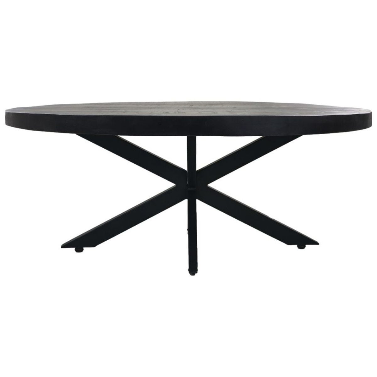 Unieke ovale salontafel, mangohout en metaal, een stijlvol statement voor jouw interieur.