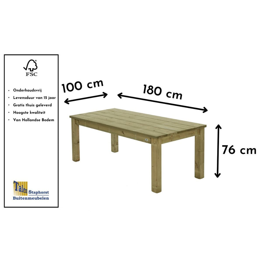Maattekening Tafel Lucy 180x100cm