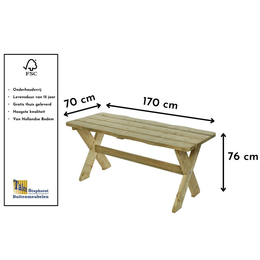 Maattekening Tafel George 170cm