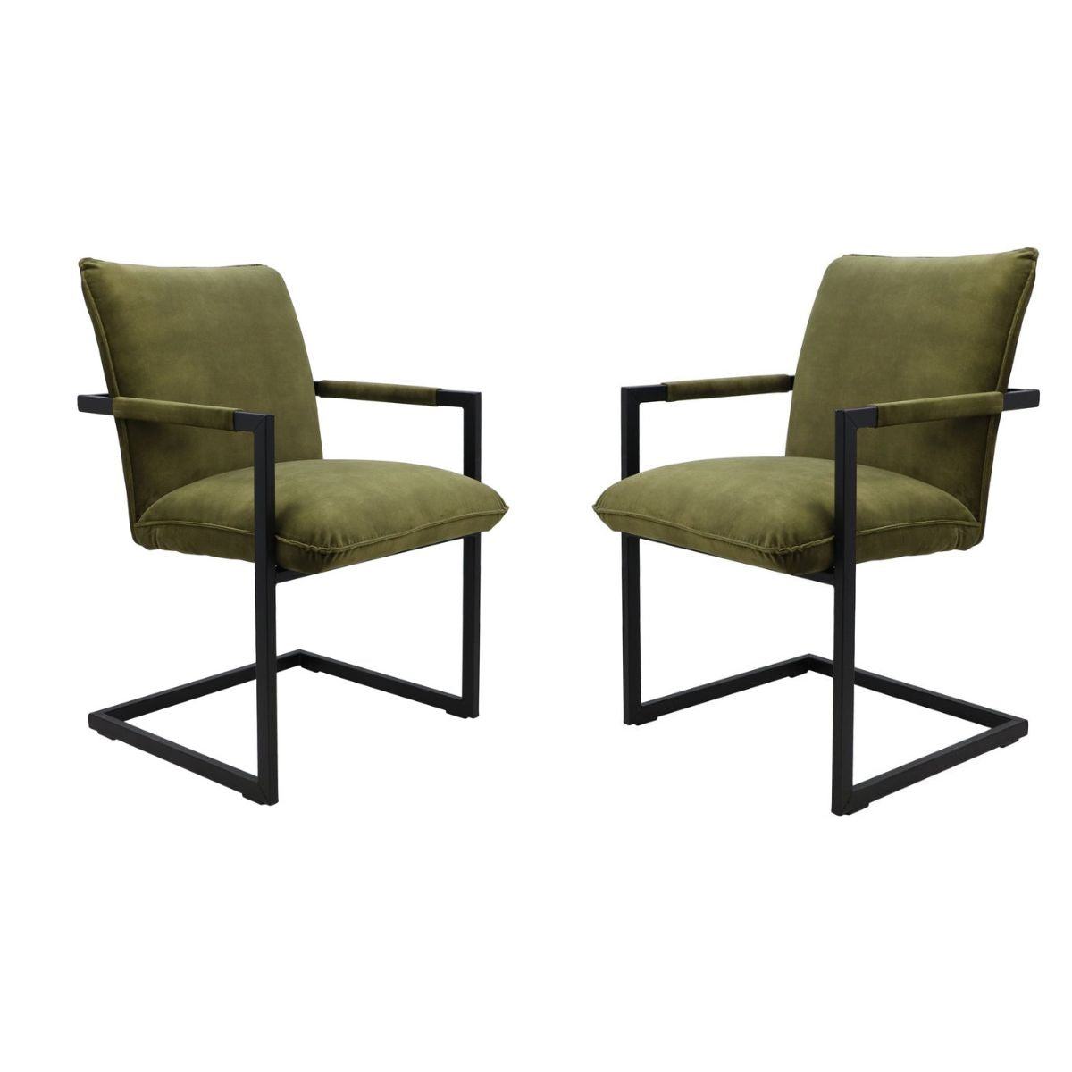 Luxe Velours Eetkamerstoelen Boston in Mosgroen - WoodSelections
