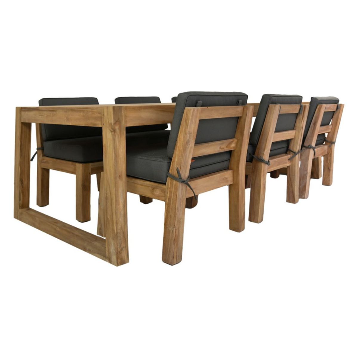 Ervaar luxe in de buitenlucht met de Tuinset New Aruba. Creëer de perfecte setting voor gezellige diners en ontspanning met dit teakhouten meesterwerk.