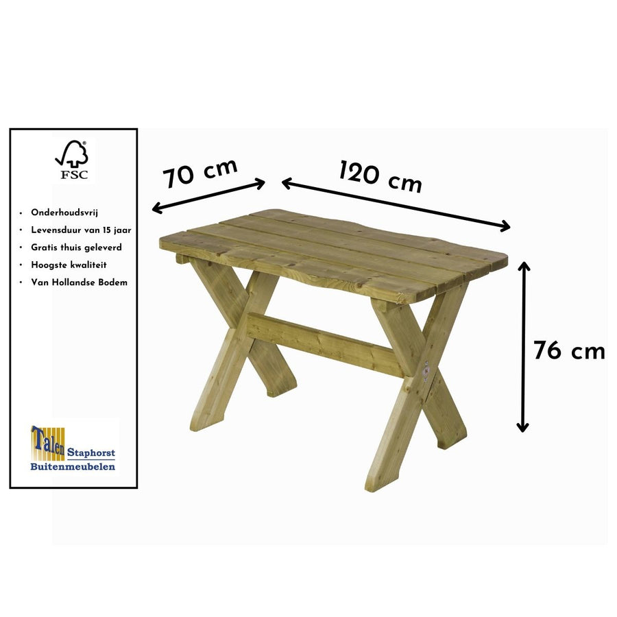 Maattekening Tafel Harper 120cm