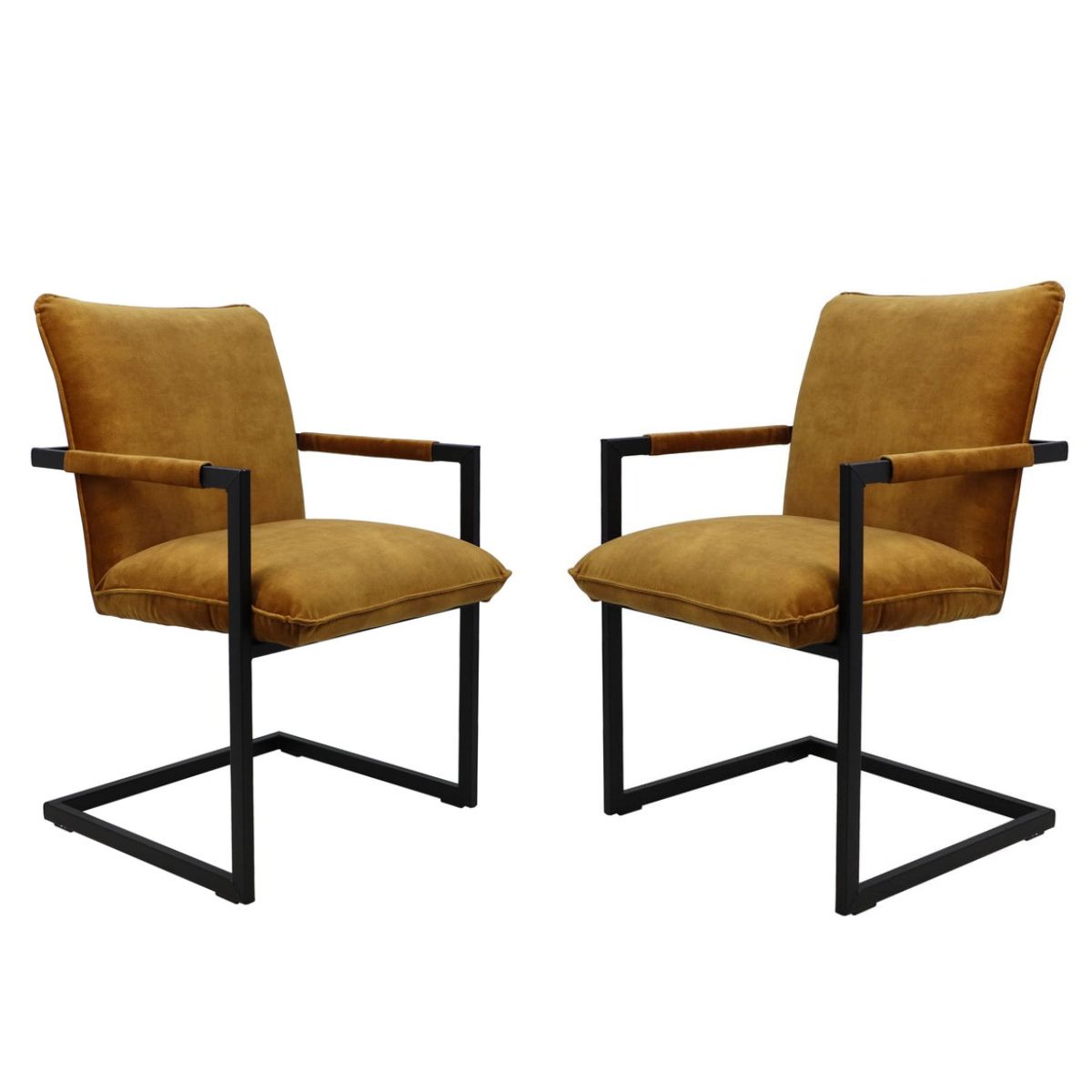 Ervaar ongeëvenaard comfort met onze gouden Eetkamerstoel Boston - Set van 2 in luxueuze velours adore stof!