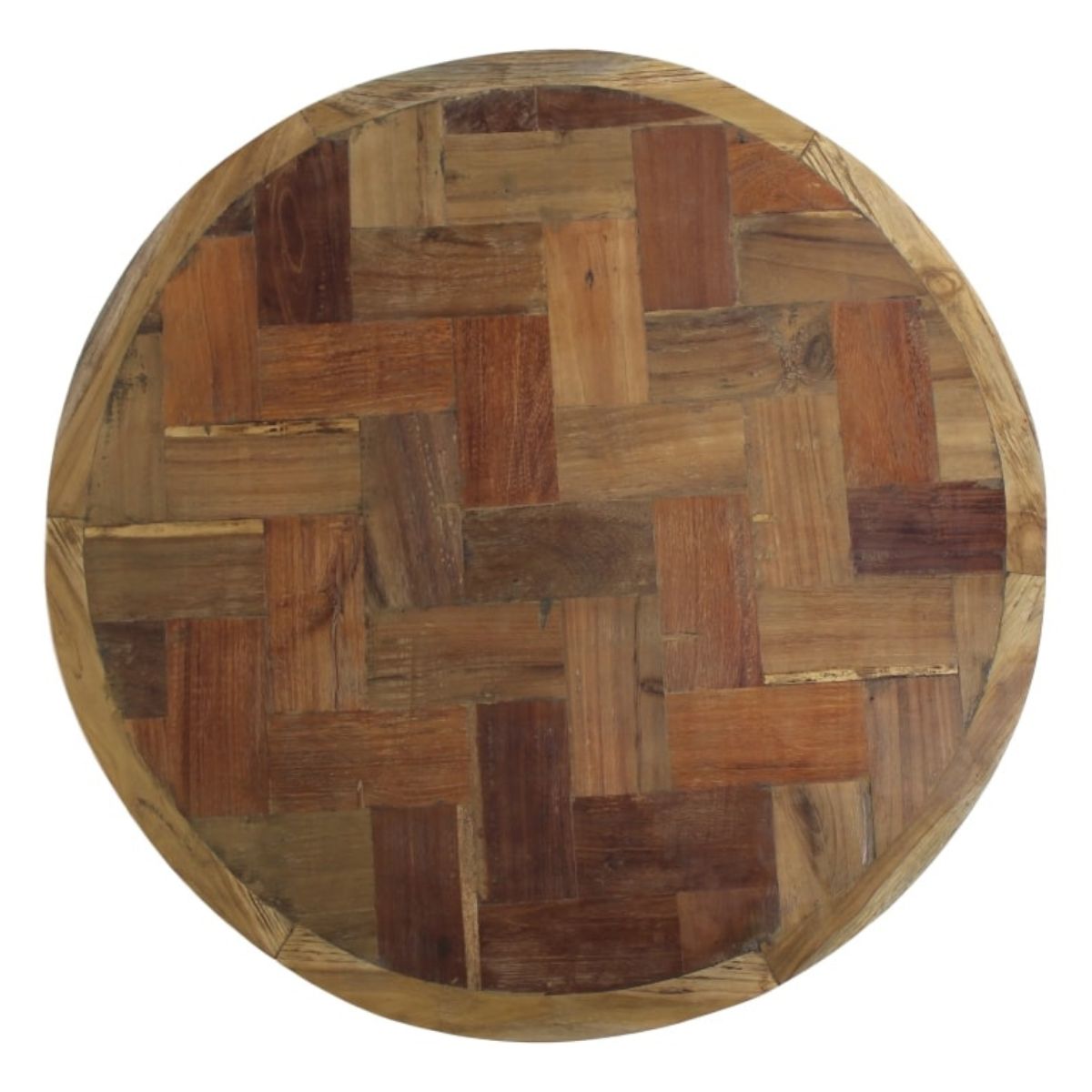 Kies voor Duurzaamheid met de Salontafel Mozaïek van Wood Selections, vervaardigd uit hoogwaardig teakhout en ijzer.\