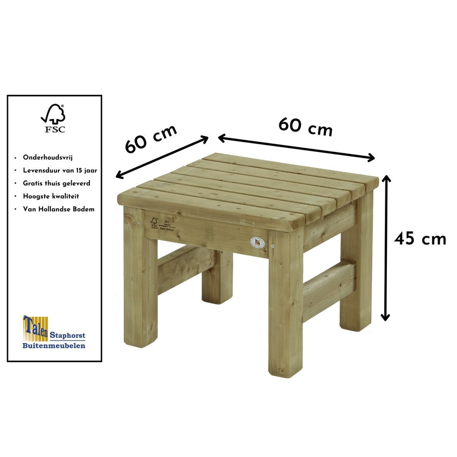 Maattekening Tafel Amelia 60x60cm