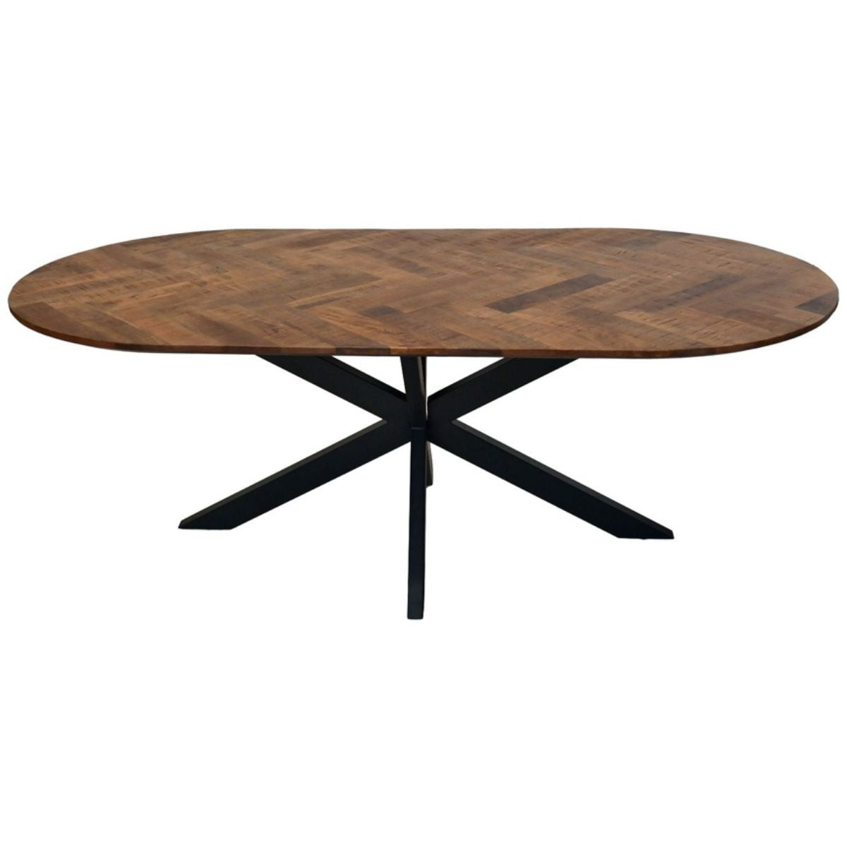 Eettafel Verona Ovaal - Duurzaam mangohout en zwart metaal voor stijlvolle eetruimtes.