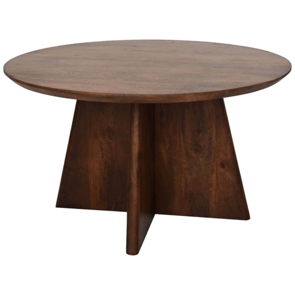 WoodSelections' ronde salontafel met robuuste kruispoot voegt stoere elegantie toe aan je woonkamerinterieur.