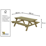 picknicktafel met gat voor parasol goede kwaliteit van hout voor in tuin gaat lang mee