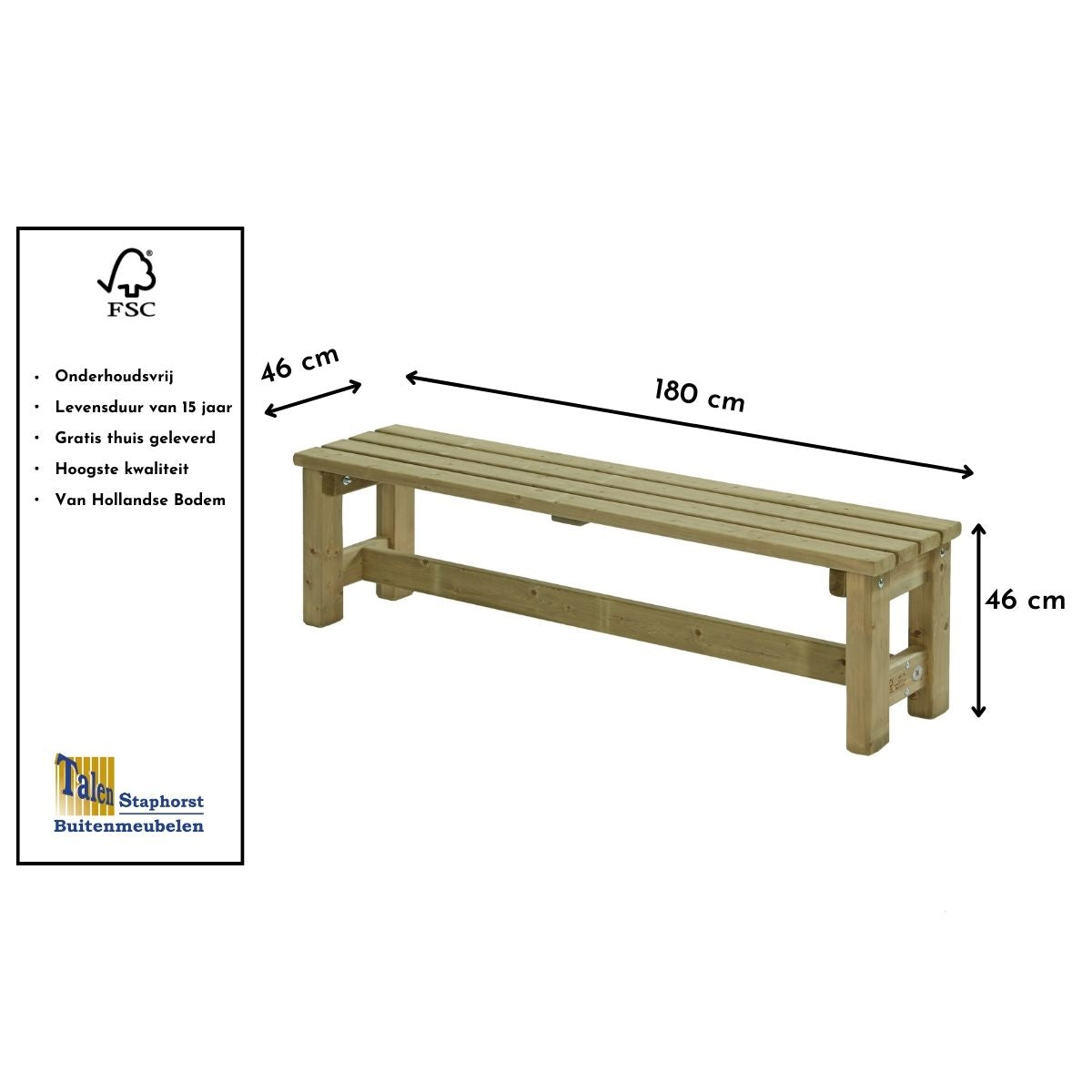 houten bank met maten kopen 