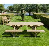 picknicktafel hout stevig gaar lang meer voor 8 personen makkelijk in stappen  leuk uitzicht in elke tuin 