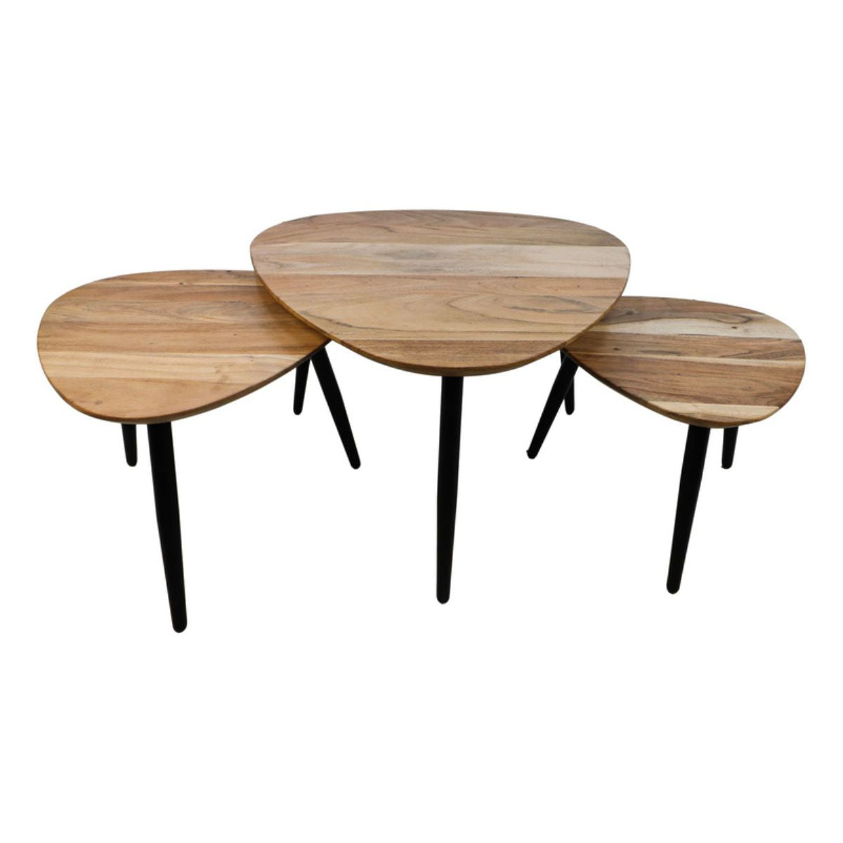 Acaciahout en ijzeren salontafels: Voeg warmte en robuustheid toe aan je interieur met deze esthetische combinatie van materialen.