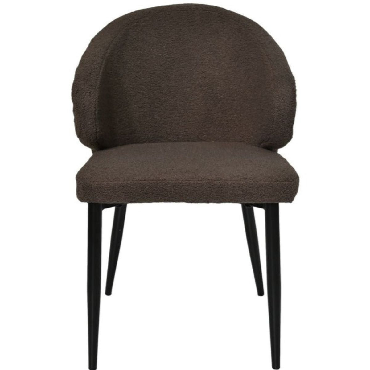 Ervaar luxe en duurzaamheid met de Yuna Espresso Eetkamerstoel - Set van 2, gedrapeerd in zachte teddy stof.