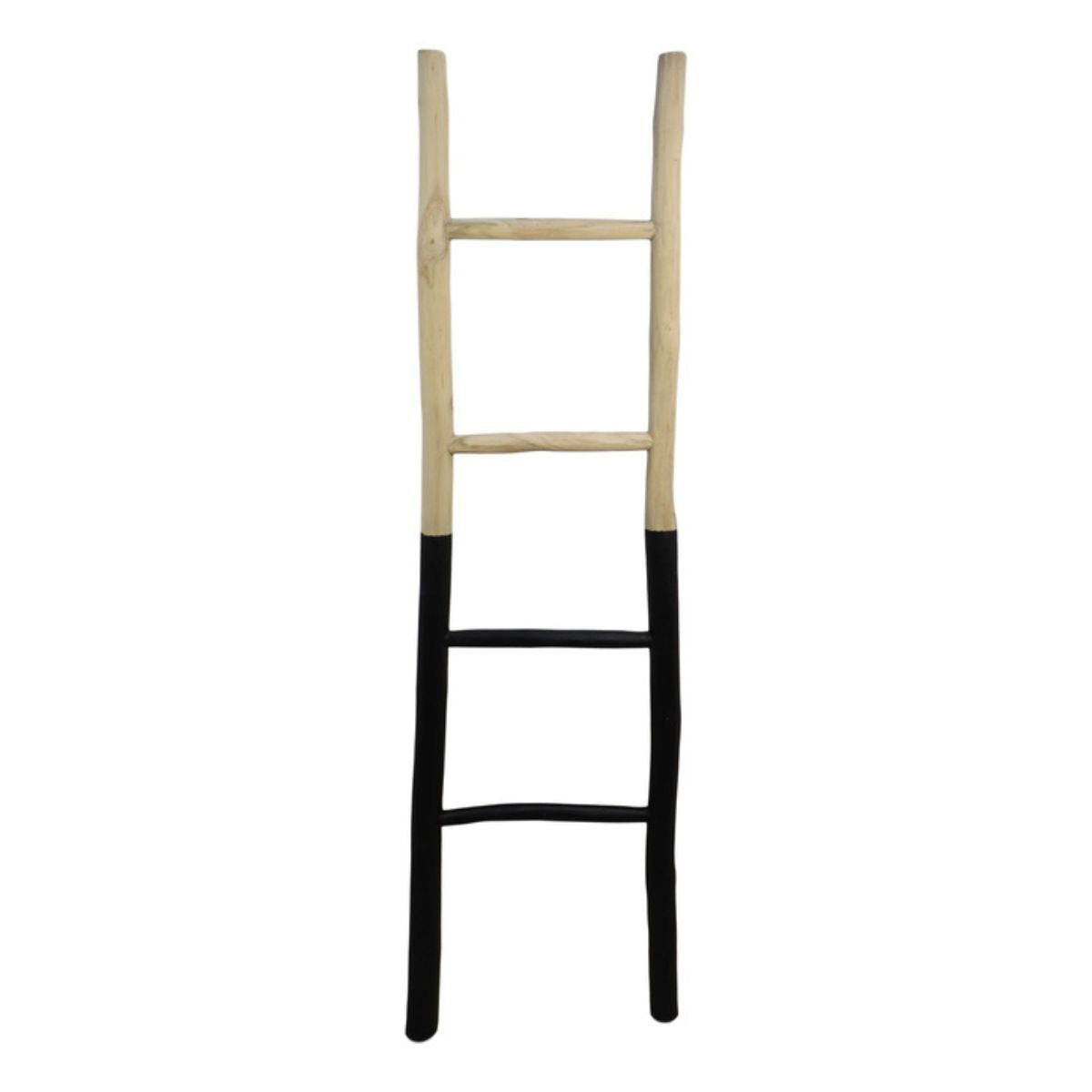 Stijlvolle Decoratieve ladder - Teak met zwart accent - 45x4x150 cm - Voor een moderne touch in huis!