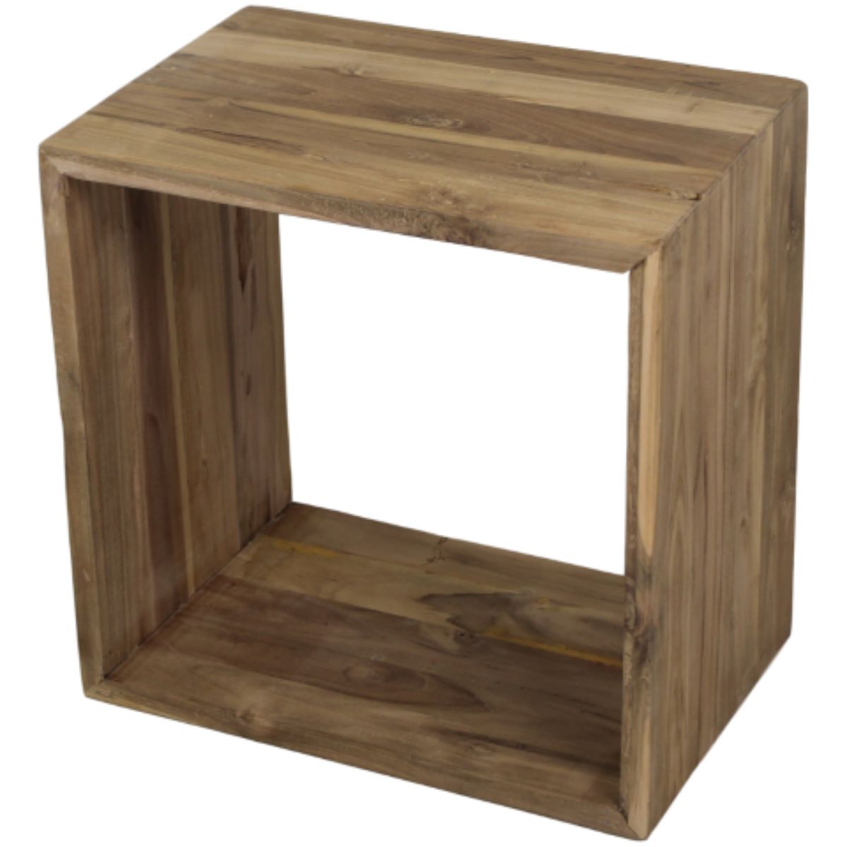 Kubus Bijzettafel - Stijlvolle opbergruimte van gerecycled teakhout voor een warme en natuurlijke uitstraling in huis.