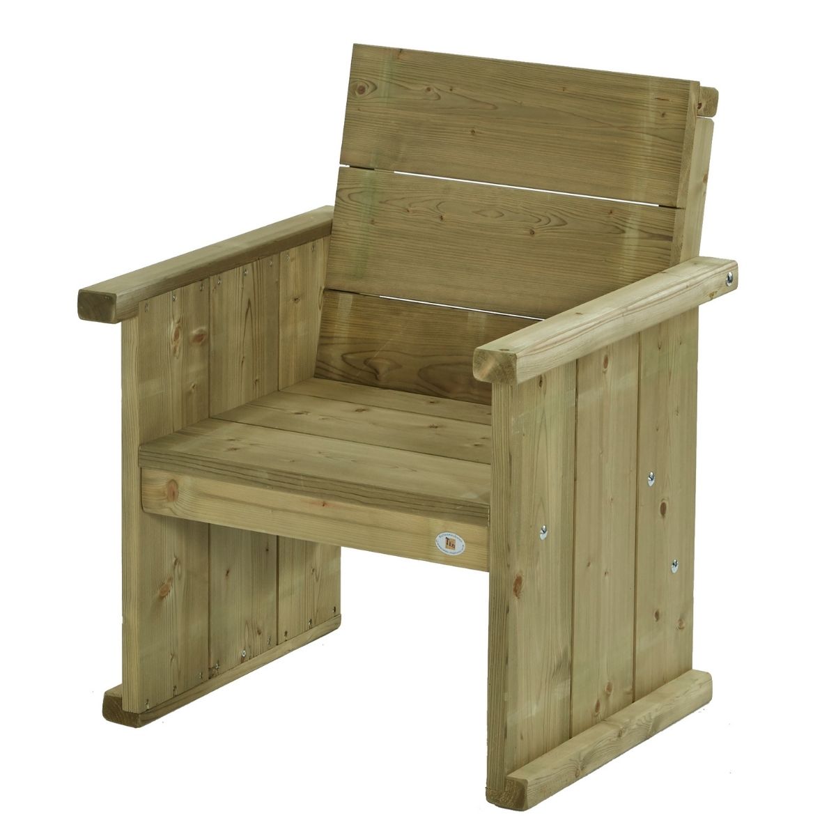 houten stoel voor een persoon zit goed is stevig en gaat lang mee 