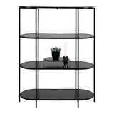 Blanc - étagère - noir - acier et aggloméré - 85x36x111 cm