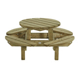 picknick tafel rond voor kinderen in de tuin van hout 
