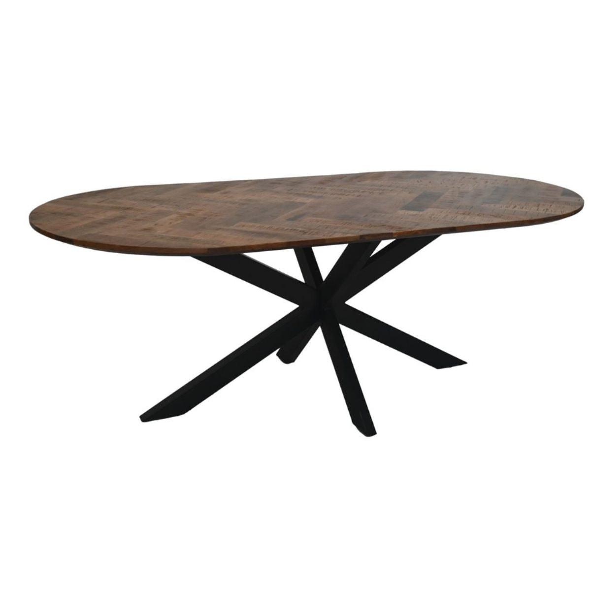 Industrieel contrast - Robuust zwart gepoedercoat metalen pootontwerp.