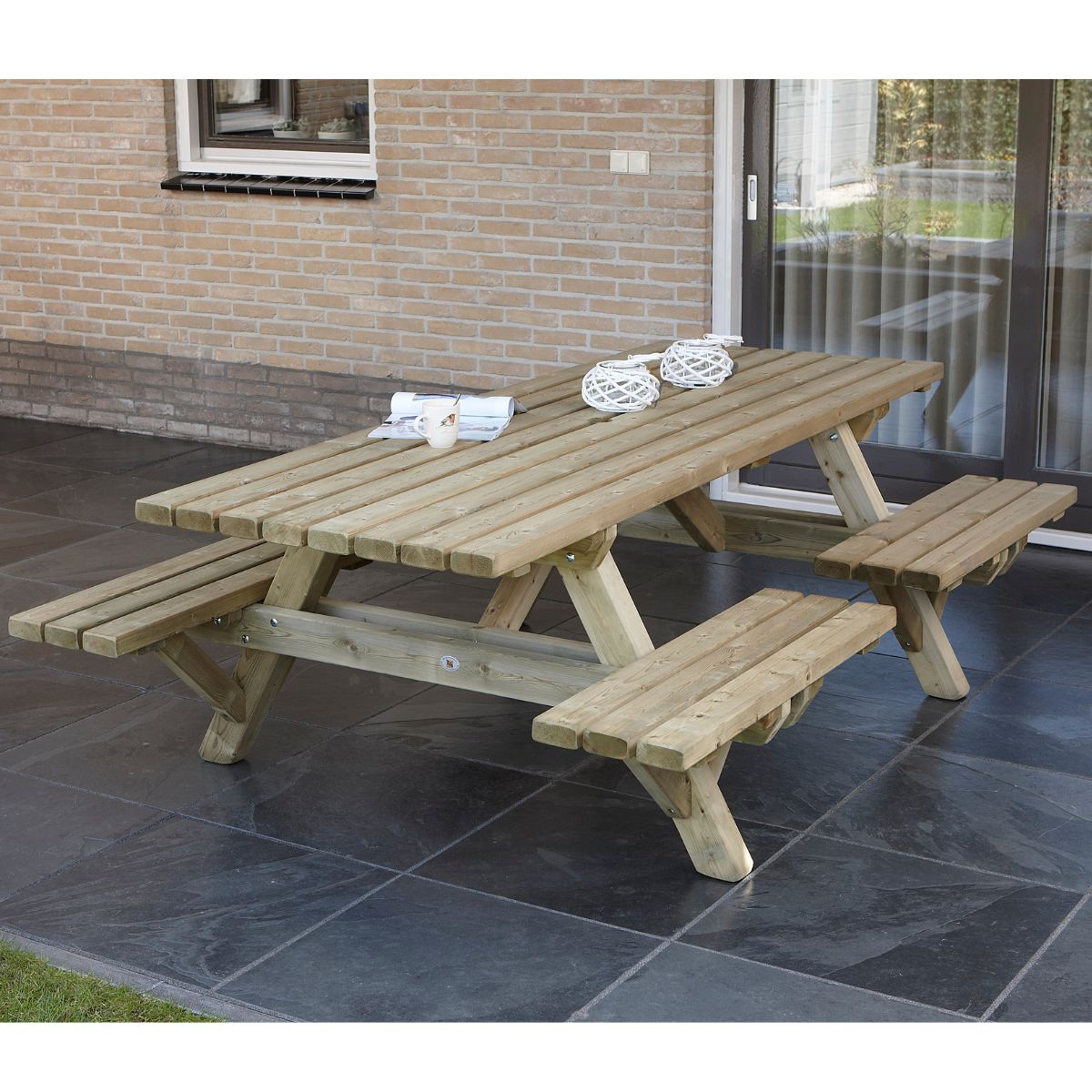 met gat voor parasol picknicktafel hout stevig gaar lang meer voor 8 personen makkelijk in stappen 